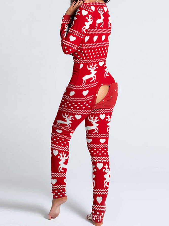 Christmas Sexy Long Sleeve Pants Siamese Homewear Plus Size