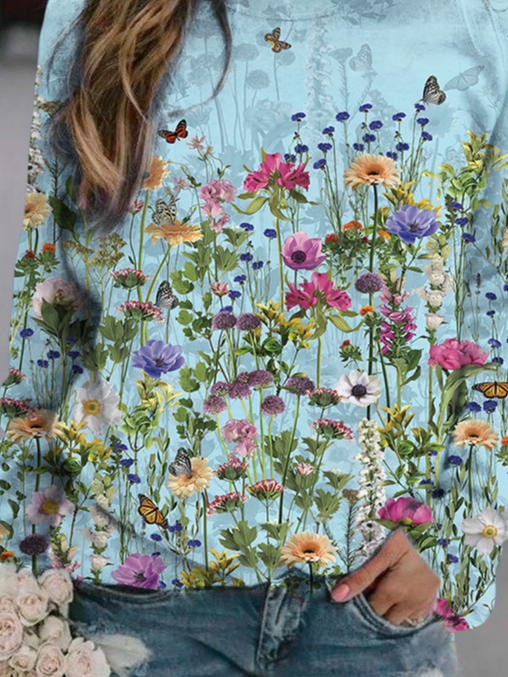 Casual Regular Fit Floral Sweatshirt
