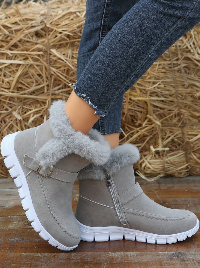 Warm Comfort Soft Sole Patchwork Buckle Snow Boots