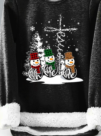 Loose Christmas Snowman Casual Sweatshirt