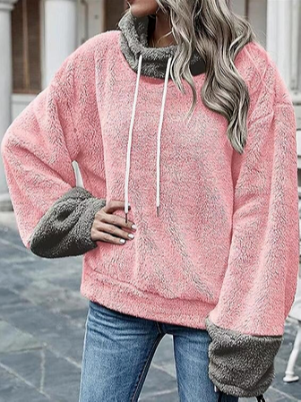 Loose Color Block Cotton-Blend Sweatshirt