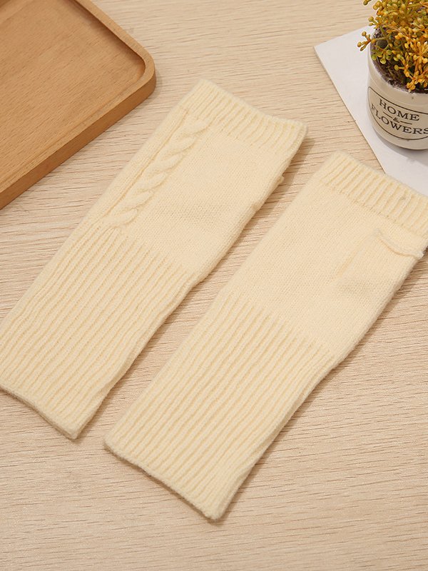 Casual Plain Color Cotton Linen Pattern Pattern Half Finger Gloves Autumn and Winter Warm Accessories Clothes Matching