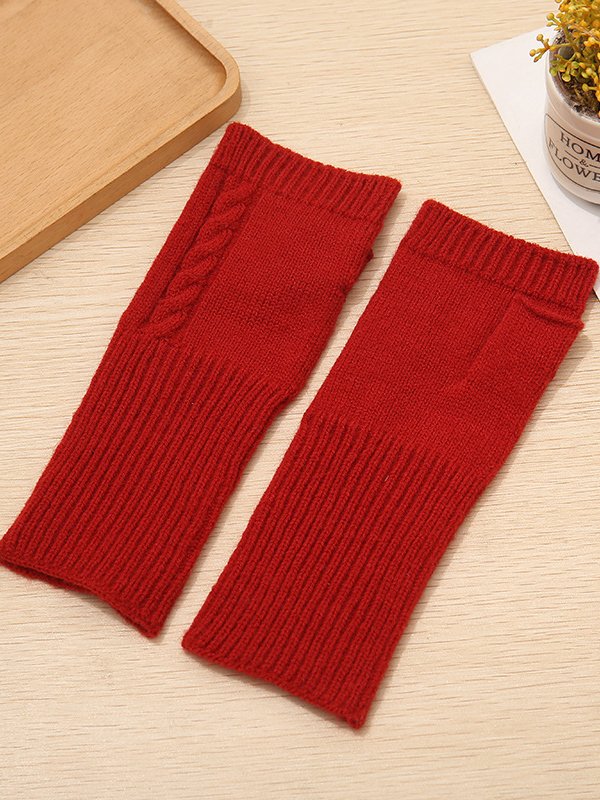 Casual Plain Color Cotton Linen Pattern Pattern Half Finger Gloves Autumn and Winter Warm Accessories Clothes Matching