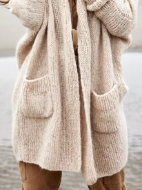 Plain Casual Wrap Loose Sweater Coat