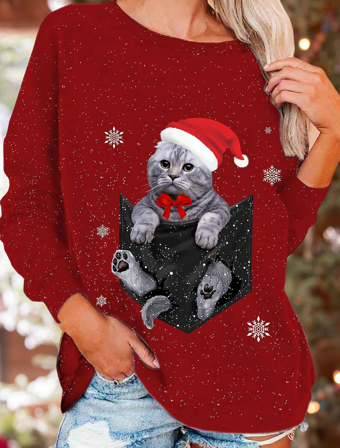 Animal Christmas Holiday Crew Neck Sweatshirt