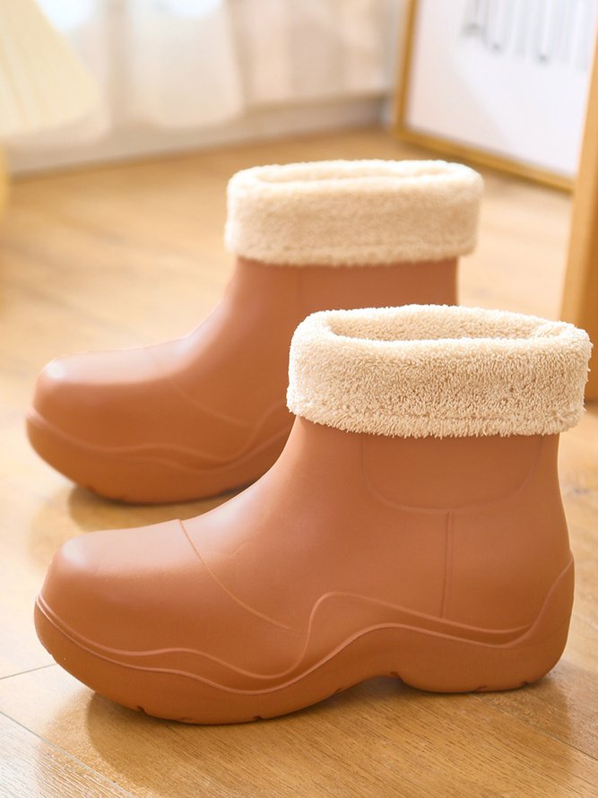 Plain Warm Lined Eva Rain Boots