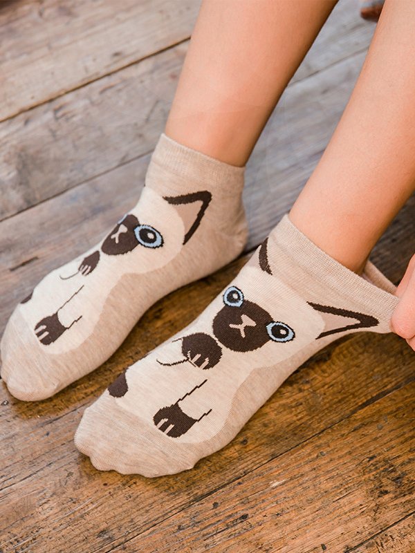 Casual Fun Cotton Animal Cat Pattern Socks Everyday Accessories