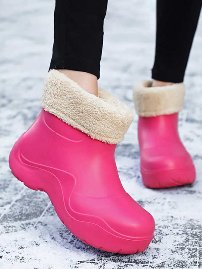 Plain Warm Lined Eva Rain Boots