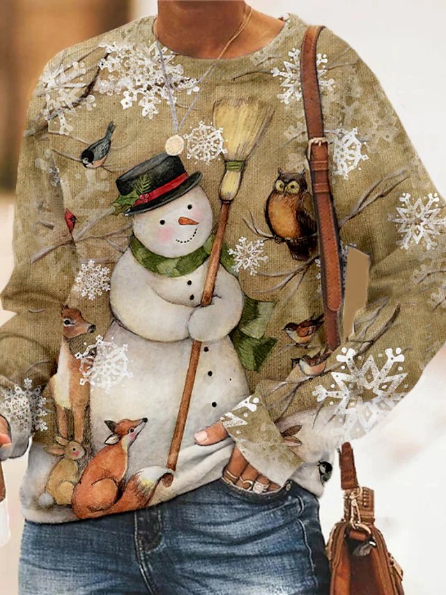 Christmas Snowman Crew Neck Regular Fit Sweatshirt
