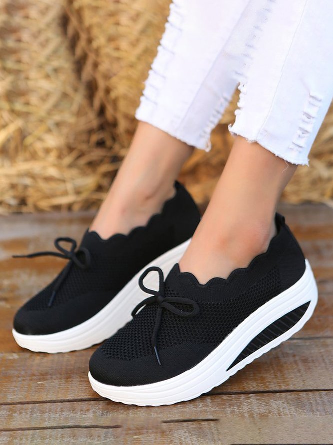 Lace Lace Up Flyknit Platform Sneakers
