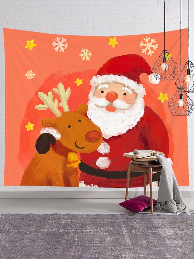 51x60 Inch Background Blanket Home Holiday Decor Xmas Tapestry Fireplace Christmas Tree Santa Art