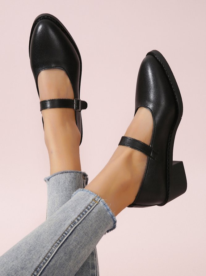 Black Vintage Chunky Heel Mary Janes