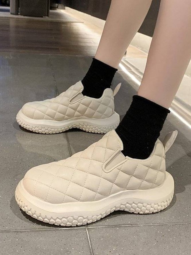 Plush Warm Rhombus Slip-On Sneakers