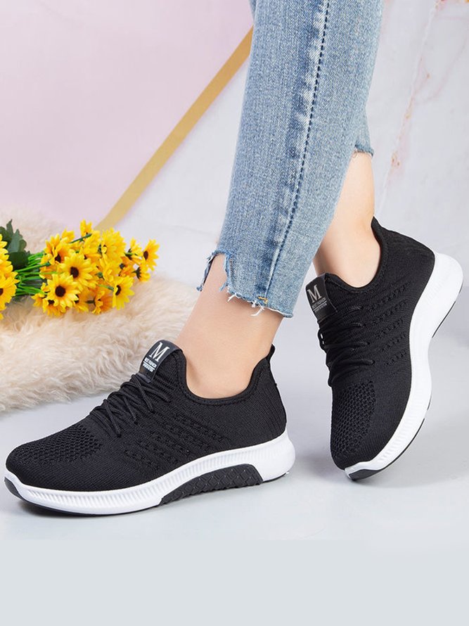 Plush Warm Lightweight Non-Slip Flyknit Lace-Up Sneakers