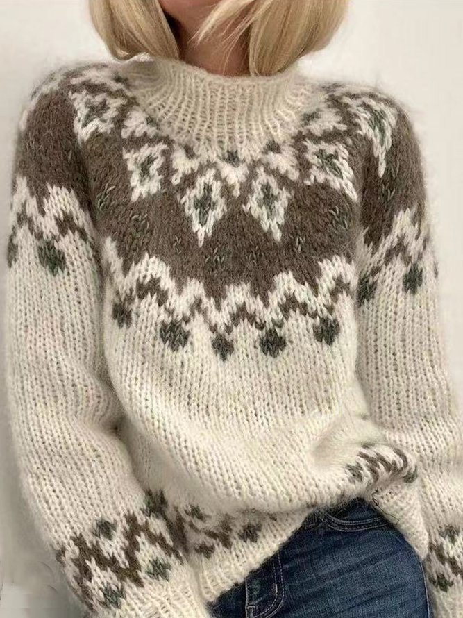 Loose Turtleneck Wool/Knitting Boho Sweater