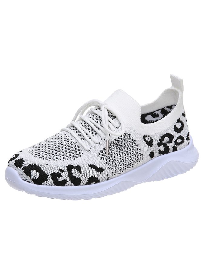 Leopard Print Breathable Flyknit Sneakers