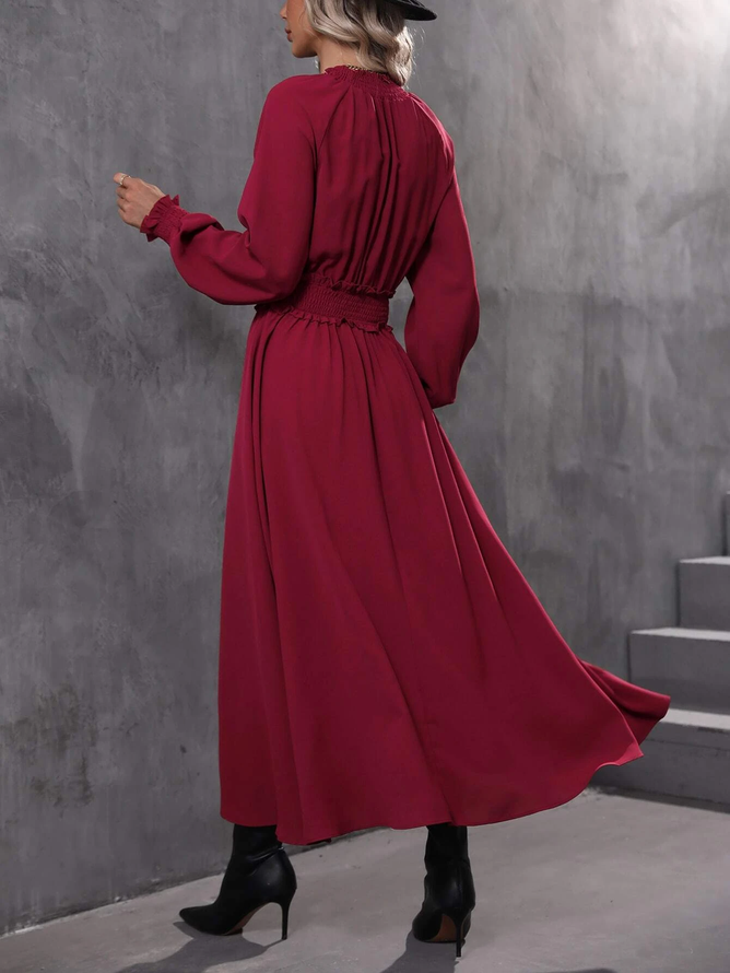 Cotton-Blend Casual Regular Fit Plain Dress