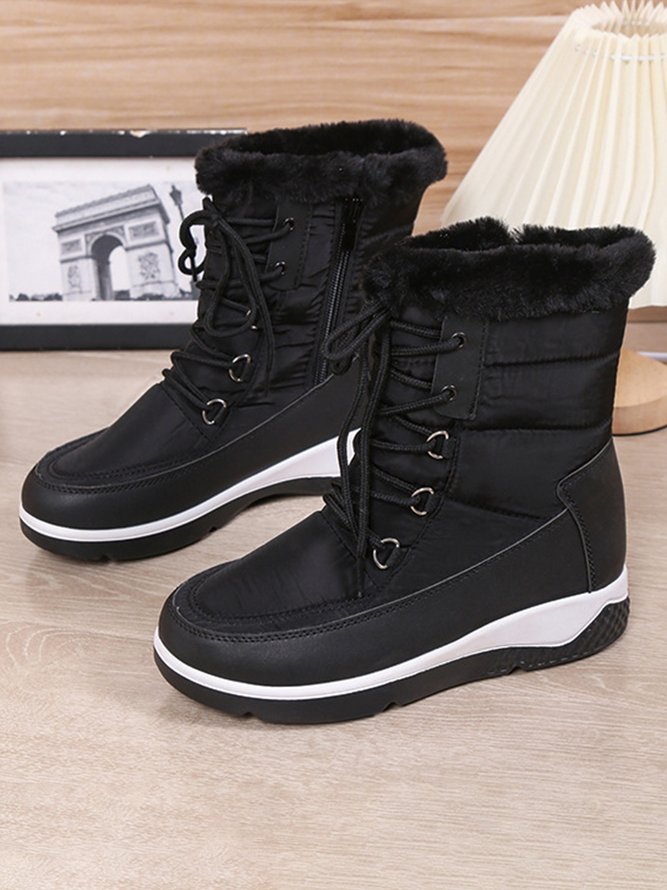 Minimalist Size Zip Furry Lined Outdoor Snow Boots