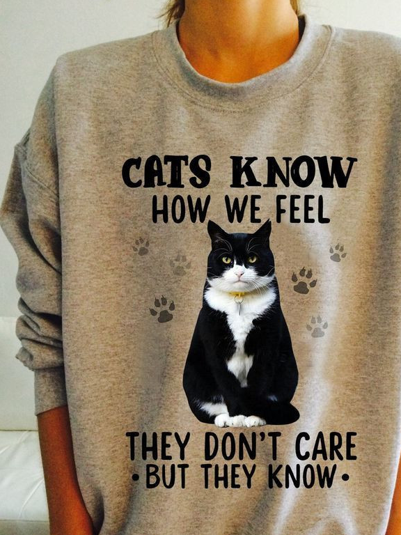 Loose Cat Casual Crew Neck Sweatshirt