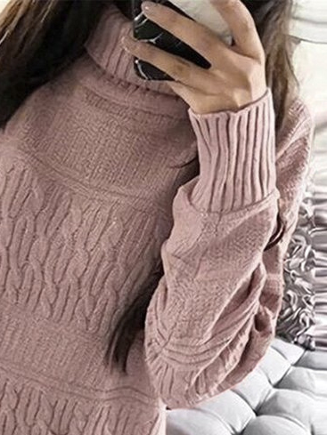 Women Casual Front Pockets Knitted Sweater Dress