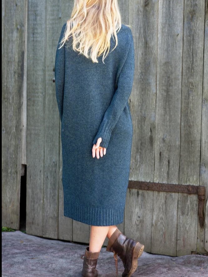Casual Yarn/Wool Yarn Turtleneck Dress