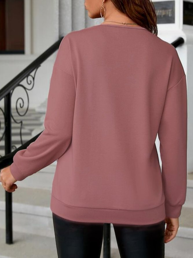 Plain Lace Casual Sweatshirt