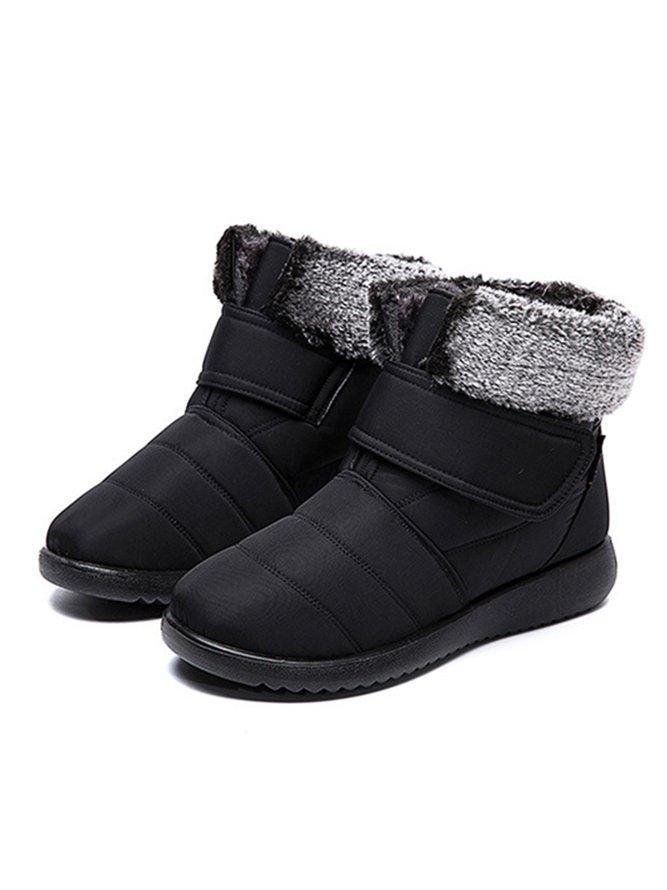 Plus Size Faux Fur Cuff Snow Boots with Hook and Loop