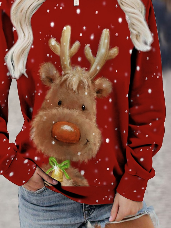 Loose Crew Neck Casual Christmas Sweatshirt
