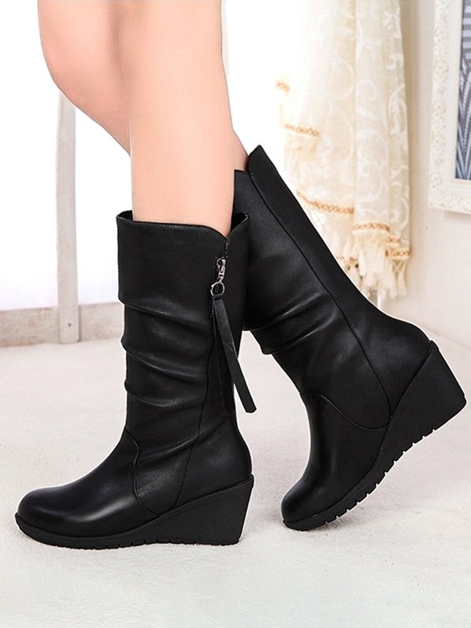 Casual Thermal Lined Side Zip Wedge Snow Boots
