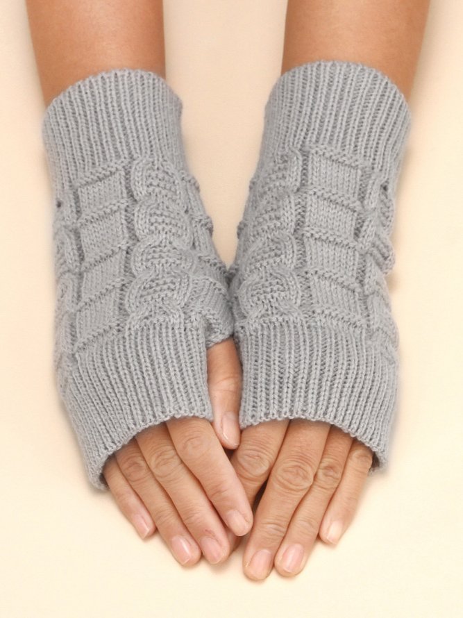 Retro Twist Pattern Wool Gloves Autumn Winter Thickened Warm Accessories