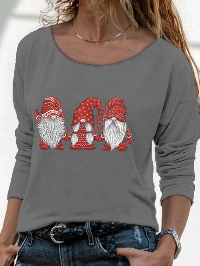 Crew Neck Casual  Loose Christmas T-Shirt