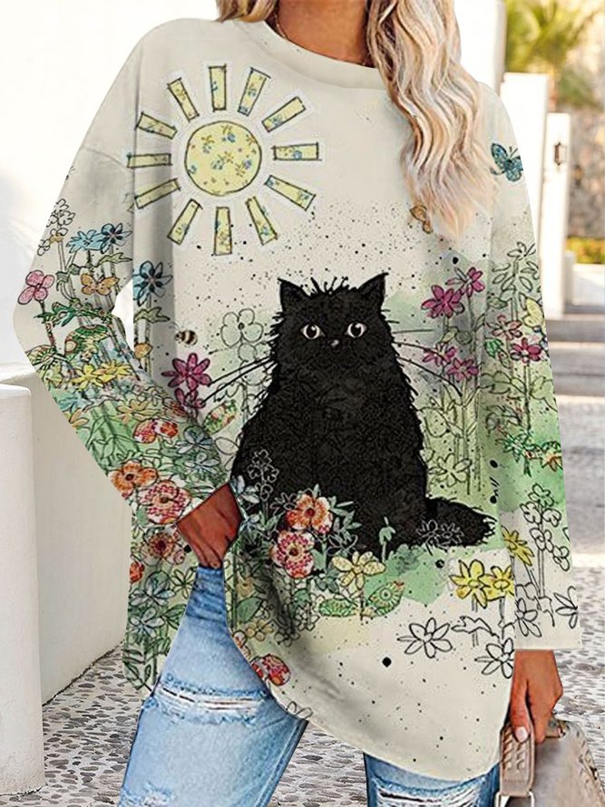 Casual Loose Cat Wool/Knitting T-Shirt