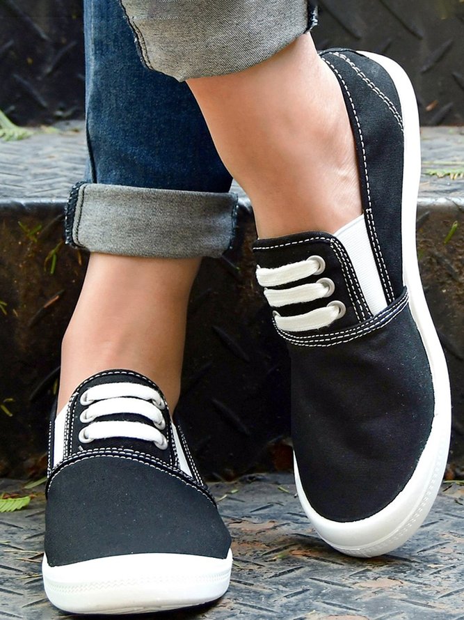 Plus Size Casual Slip On Canvas Sneakers