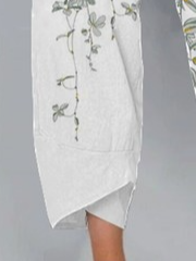 Casual Cotton And Linen Floral Casual Pants