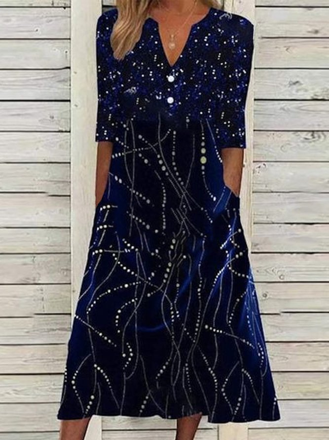 Casual Glitter Regular Fit Geometric Dress