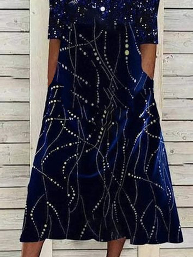 Casual Glitter Regular Fit Geometric Dress