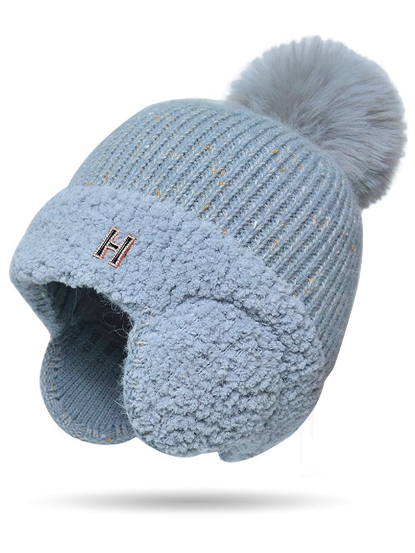 Casual Wool Knit Pom Beanies Earmuffs Daily Commuting Outdoor Accessories