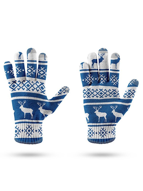 Casual Snowflake Christmas Pattern Cotton Five Finger Gloves Autumn Winter Warm Accessories