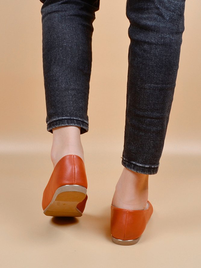 Casual Textured Pointed-Toe Flat Shoes