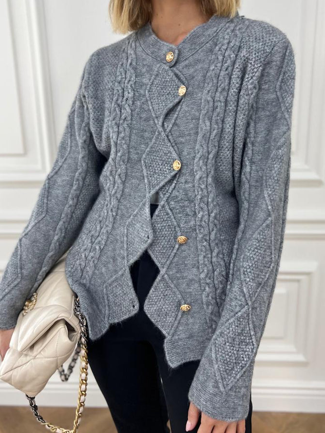 Cable Button Front Cardigan