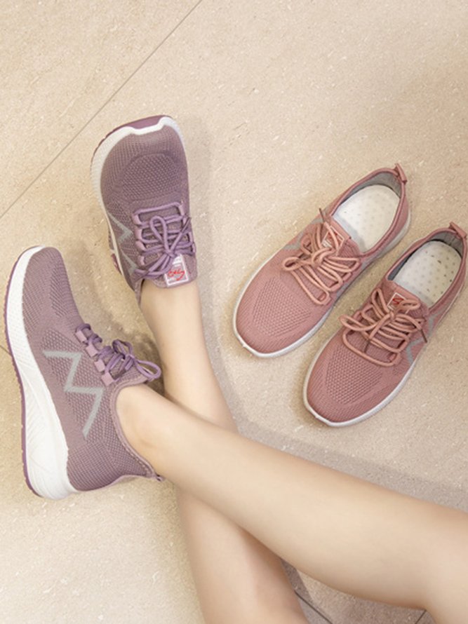 Casual Lightweight Lace-Up Fly Knit Sneakers