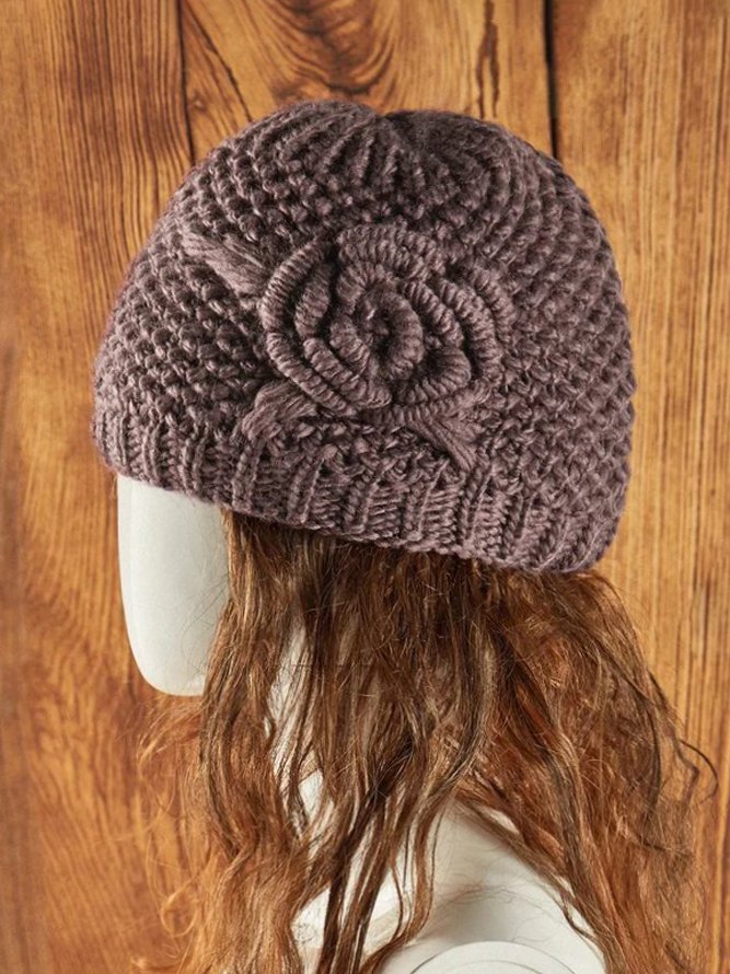 3D Flower Knitted Warm Hat