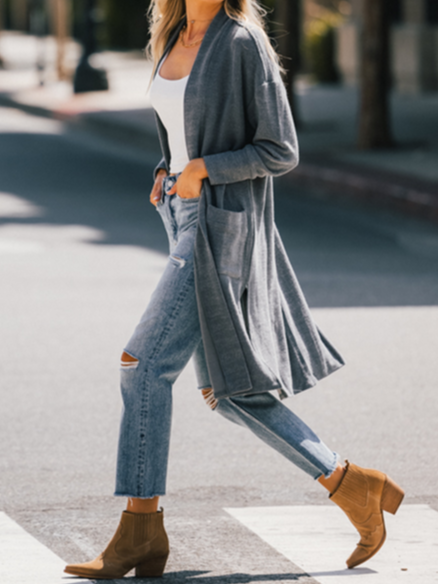 Plain Casual Loose Others Other Coat
