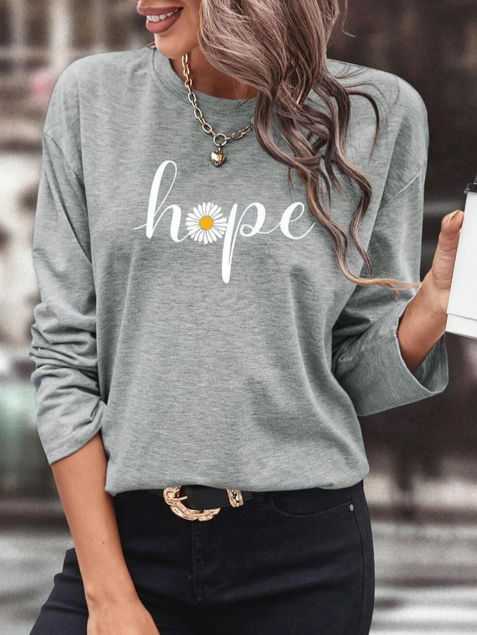 Casual Floral & Letter Graphic Drop Shoulder Tee