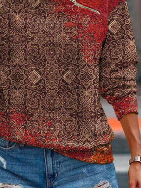 Regular Fit Casual Zipper Ethnic Sweatshirt