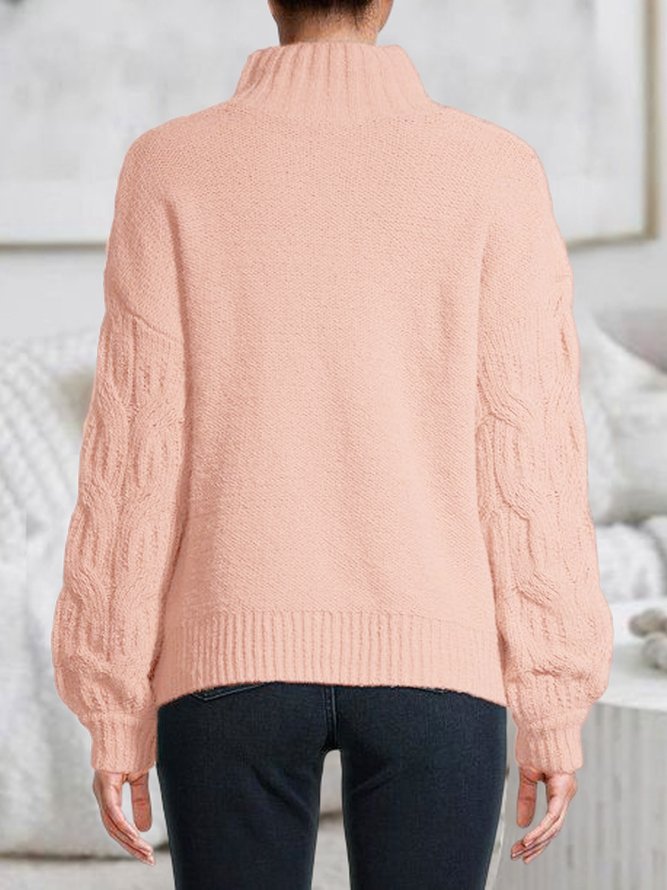 Plain Regular Fit Wool/Knitting Casual Sweater