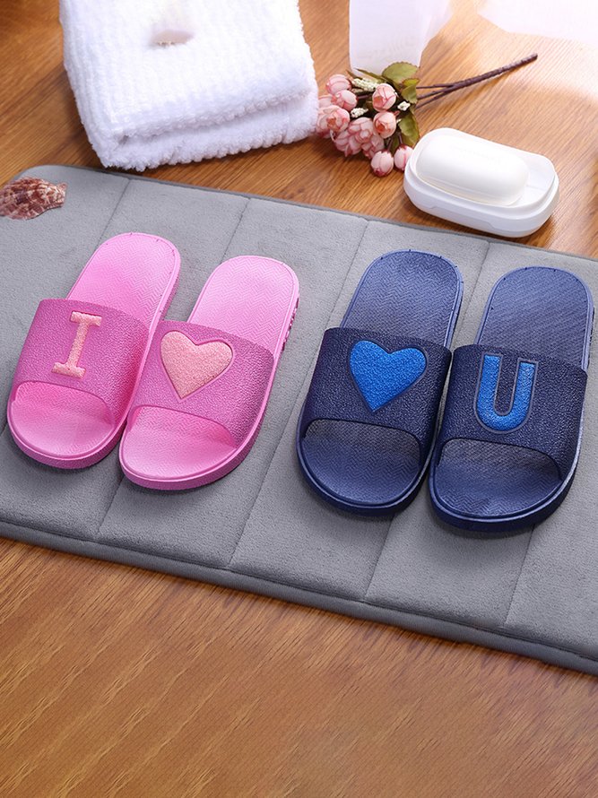 Heart Pattern Casual Bathroom Slippers