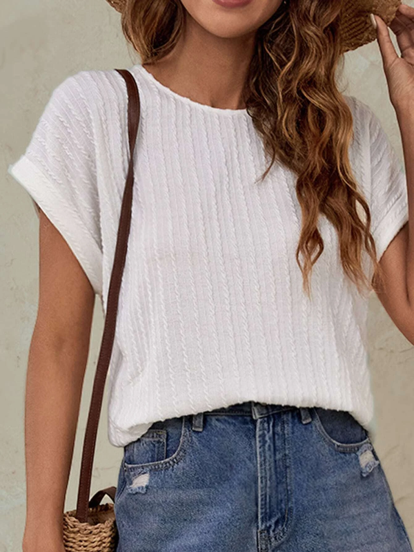 Cotton-Blend Regular Fit Casual Plain T-Shirt