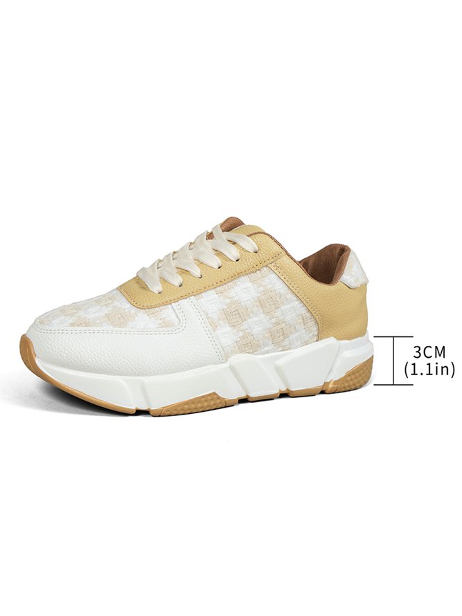 Plus Size Color Block Paneled Lace-Up Casual Sneakers