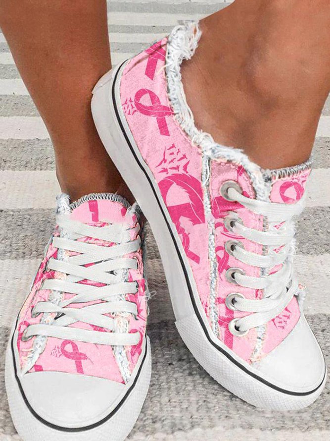 Pink Awareness Ribbon Canvas Sneakers